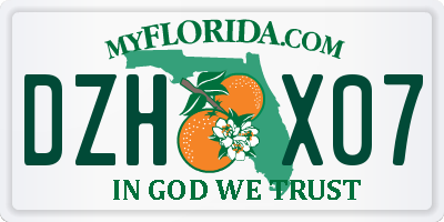 FL license plate DZHX07
