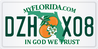 FL license plate DZHX08