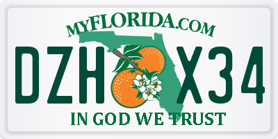 FL license plate DZHX34