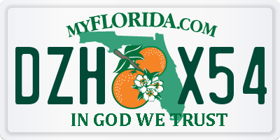 FL license plate DZHX54
