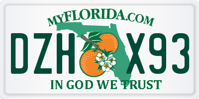 FL license plate DZHX93