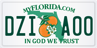 FL license plate DZIA00