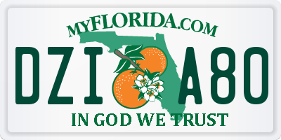 FL license plate DZIA80