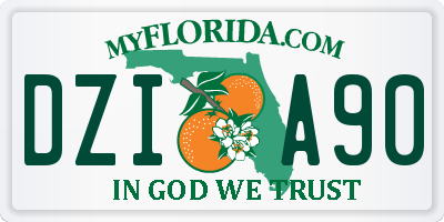FL license plate DZIA90