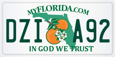 FL license plate DZIA92