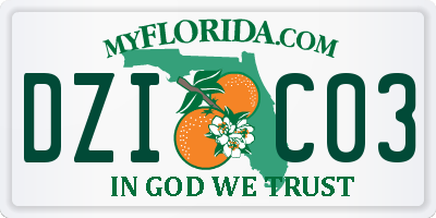 FL license plate DZIC03