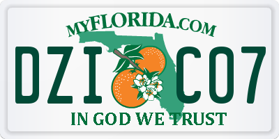 FL license plate DZIC07