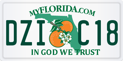 FL license plate DZIC18