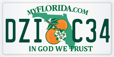 FL license plate DZIC34