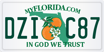 FL license plate DZIC87