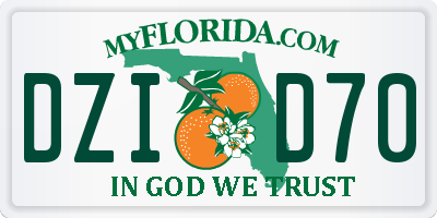 FL license plate DZID70