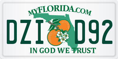 FL license plate DZID92