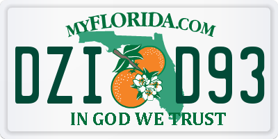 FL license plate DZID93