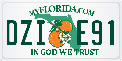 FL license plate DZIE91