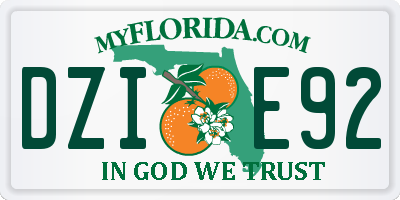 FL license plate DZIE92