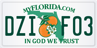 FL license plate DZIF03