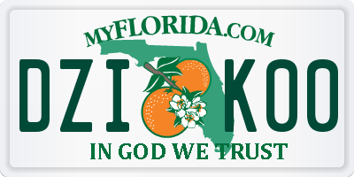 FL license plate DZIK00
