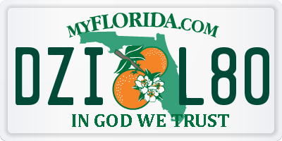 FL license plate DZIL80