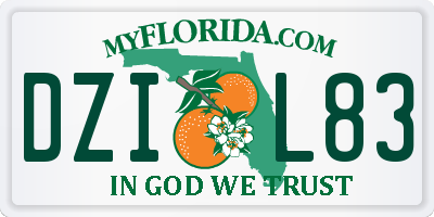 FL license plate DZIL83