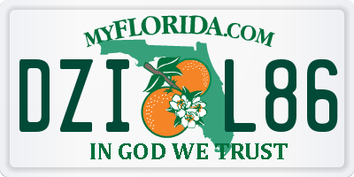 FL license plate DZIL86