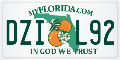 FL license plate DZIL92