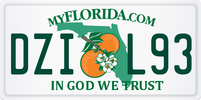 FL license plate DZIL93