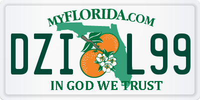 FL license plate DZIL99