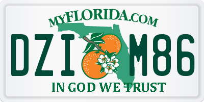 FL license plate DZIM86