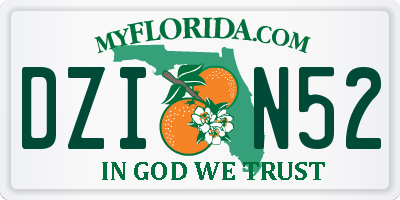 FL license plate DZIN52
