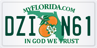 FL license plate DZIN61