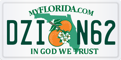 FL license plate DZIN62