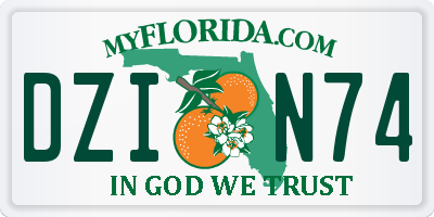 FL license plate DZIN74