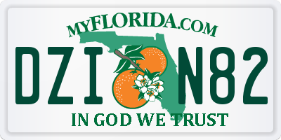 FL license plate DZIN82