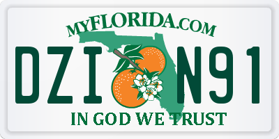 FL license plate DZIN91
