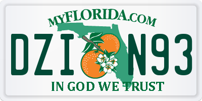 FL license plate DZIN93