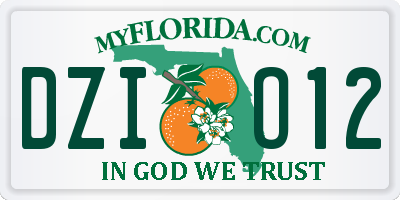 FL license plate DZIO12