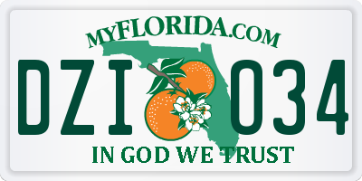 FL license plate DZIO34