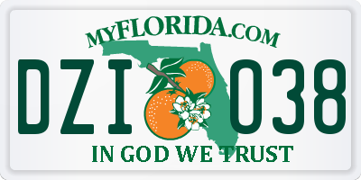 FL license plate DZIO38