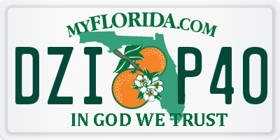 FL license plate DZIP40