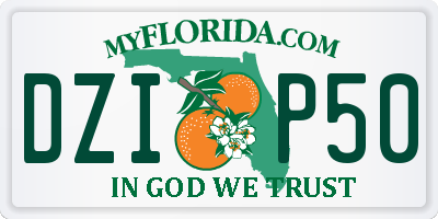 FL license plate DZIP50
