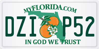FL license plate DZIP52