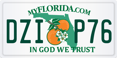 FL license plate DZIP76