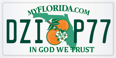 FL license plate DZIP77