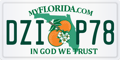 FL license plate DZIP78