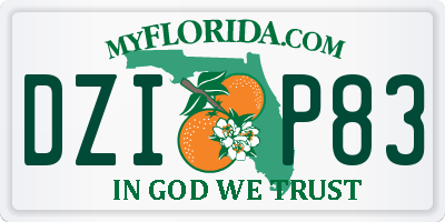 FL license plate DZIP83