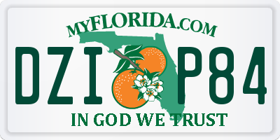 FL license plate DZIP84