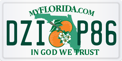 FL license plate DZIP86