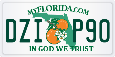 FL license plate DZIP90