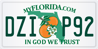 FL license plate DZIP92