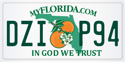 FL license plate DZIP94